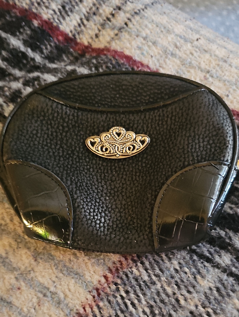 Coldwater Creek Black Cosmetic Case with Decorative Silver Emblem